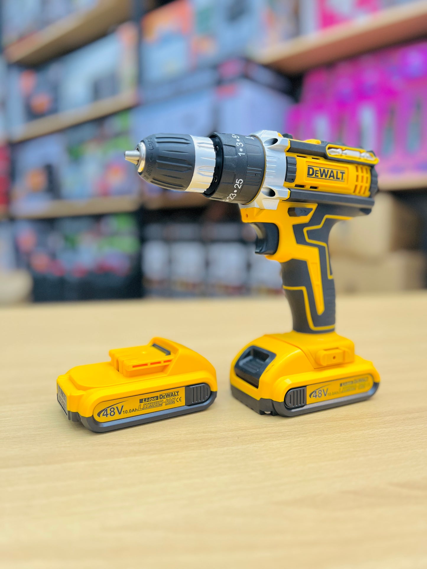 DeWalt Lithium Drill Machine Kit – 2 Batteries, Fast Charger & Full Tool Set