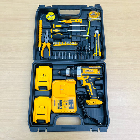 DeWalt Lithium Drill Machine Kit – 2 Batteries, Fast Charger & Full Tool Set