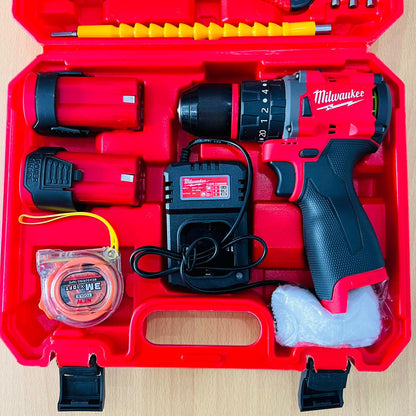 Milwaukee Cordless Drill Machine Set – 2 Batteries, Charger & 32pcs Tool Kit | Powerful & Portable DIY Combo