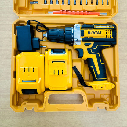 DEWALT 48V Cordless Lithium Drill Machine – 2 Batteries, 10mm Chuck, 18+1 Torque Settings, Complete Tool Kit
