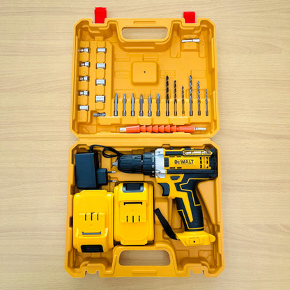 DEWALT 48V Cordless Lithium Drill Machine – 2 Batteries, 10mm Chuck, 18+1 Torque Settings, Complete Tool Kit