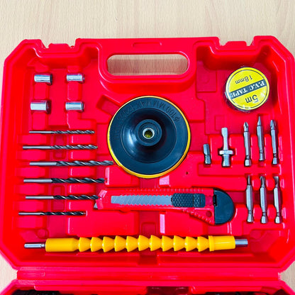 Milwaukee Cordless Drill Machine Set – 2 Batteries, Charger & 32pcs Tool Kit | Powerful & Portable DIY Combo