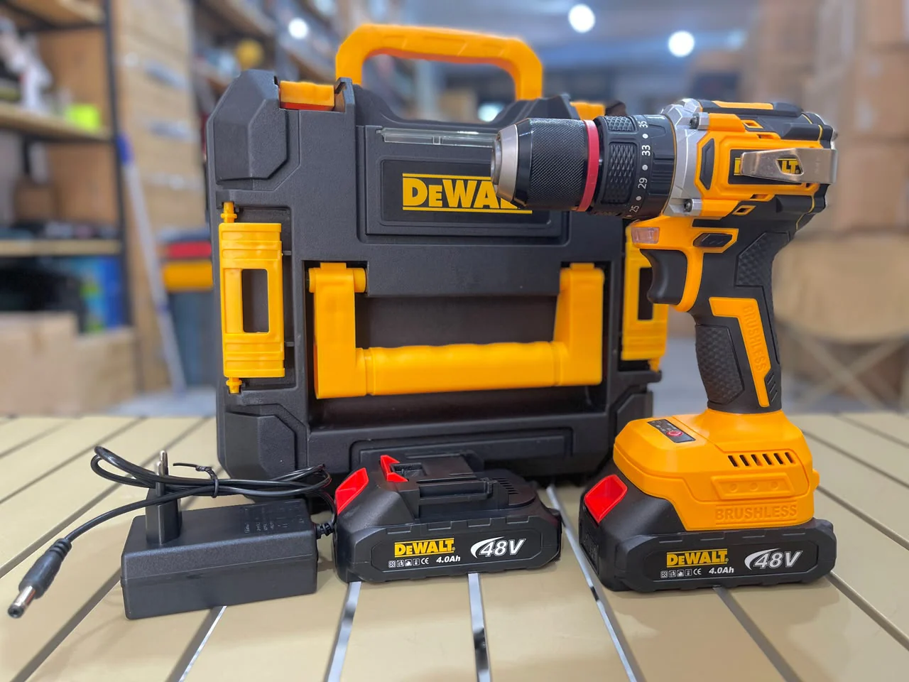DeWalt 48v  Brushless Cordless Hammer Drill – Dual Battery Kit