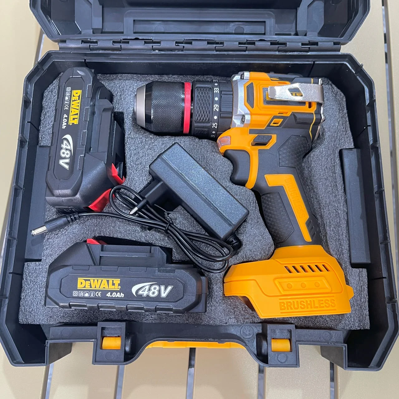 DeWalt 48v  Brushless Cordless Hammer Drill – Dual Battery Kit