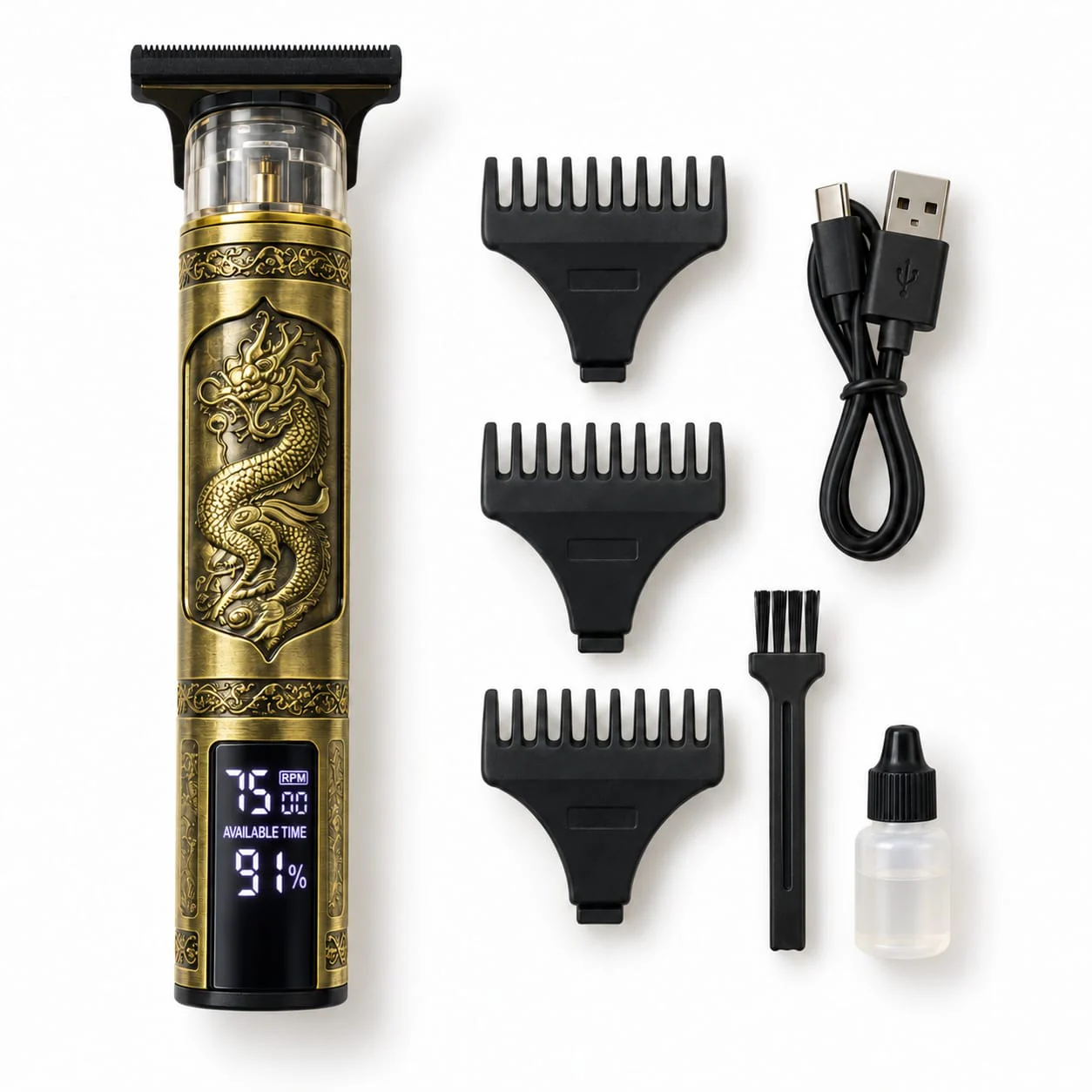 T10 Hair & Beard Trimmer – Dragon Design with Digital Display