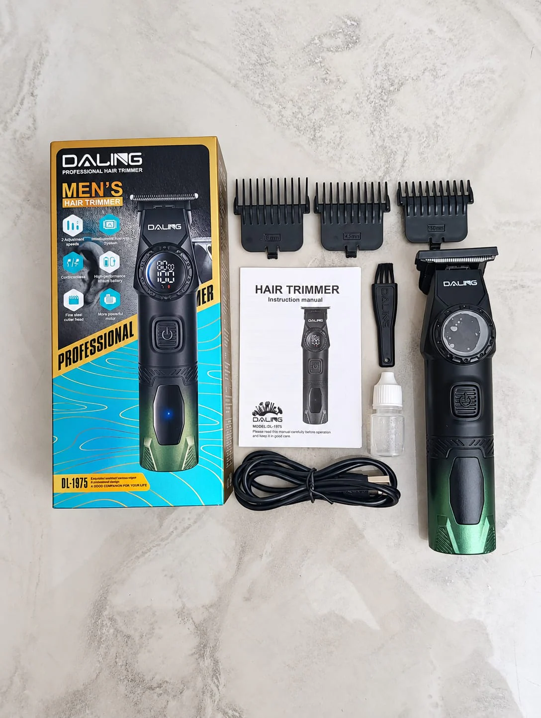 Daling DL-1975 Digital Hair & Beard Trimmer – 2-Speed T-Blade